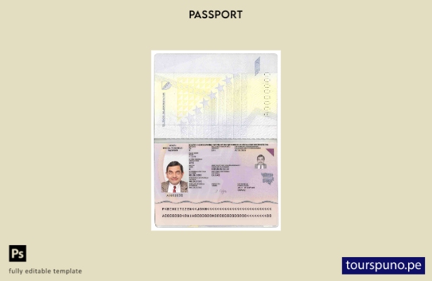 Plantilla de pasaporte de Bosnia y Herzegovina lista para imprimir